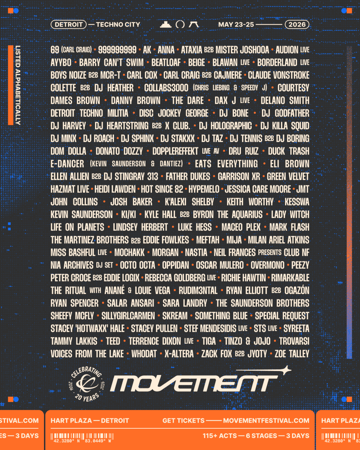 Festival Movement 2026 confirma lineup completo com Dom Dolla, Sara Landry e Carl Cox