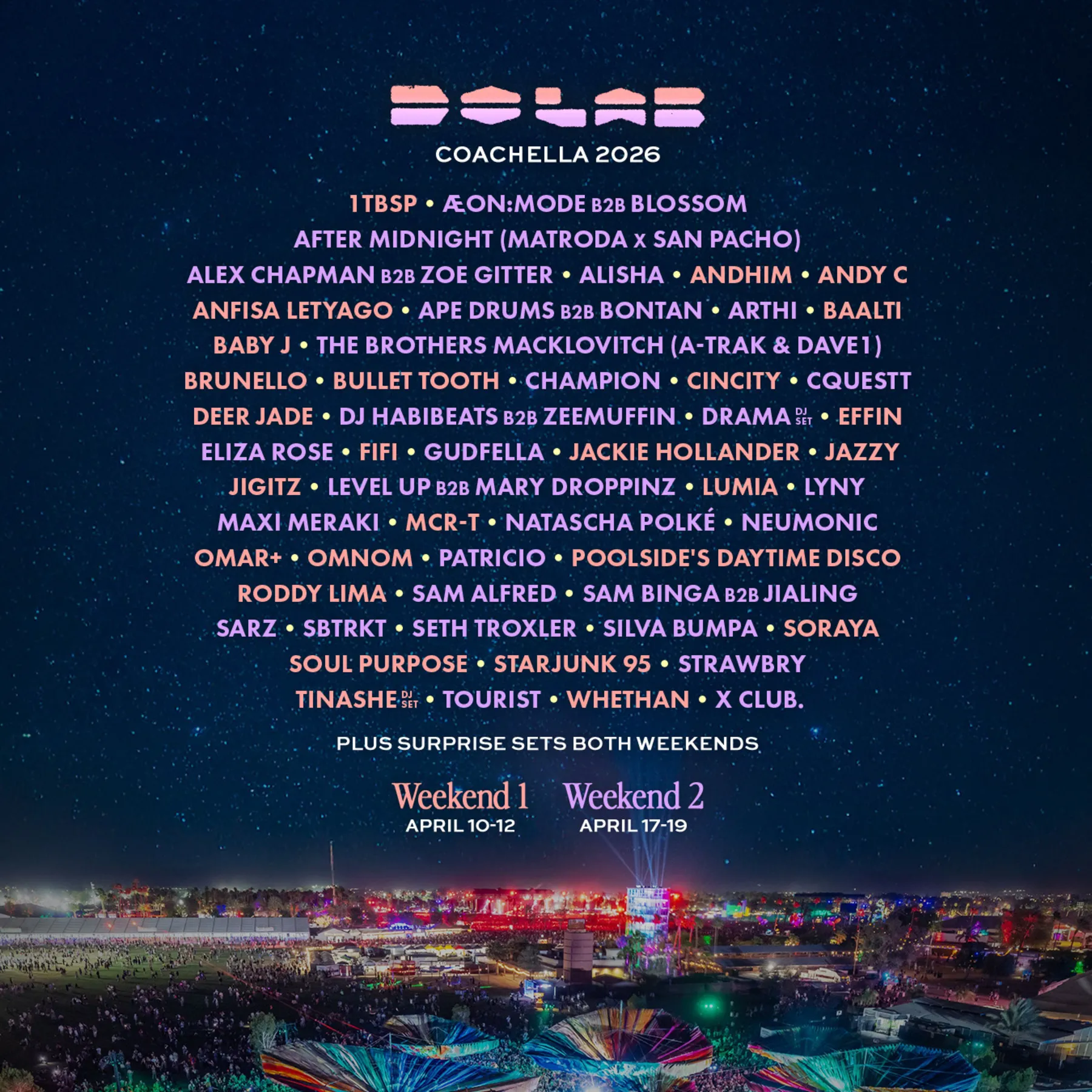 Coachella 2026 revela atrações do Do Lab e Quasar com fortes nomes da cena eletrônica