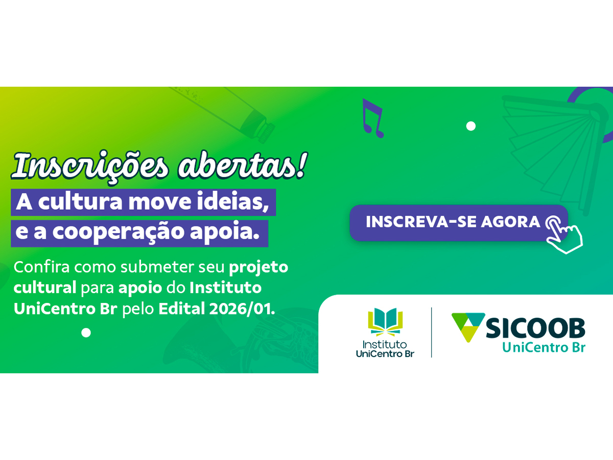Sicoob UniCentro Br abre edital com R$ 400 mil para projetos culturais e educativos em 2026