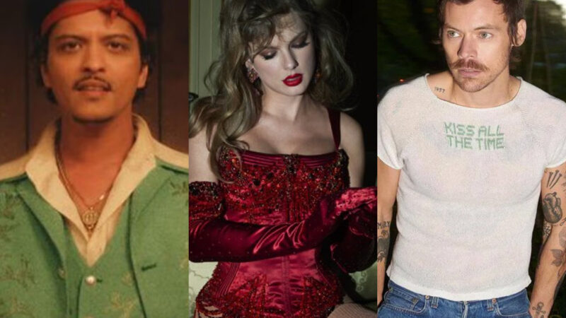 Bruno Mars e Harry Styles em alta nas paradas, mas Taylor Swift segue imbatível