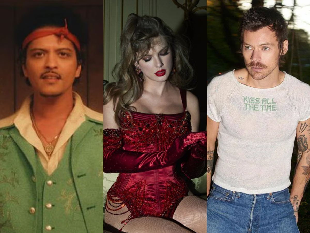 Bruno Mars e Harry Styles em alta nas paradas, mas Taylor Swift segue imbatível