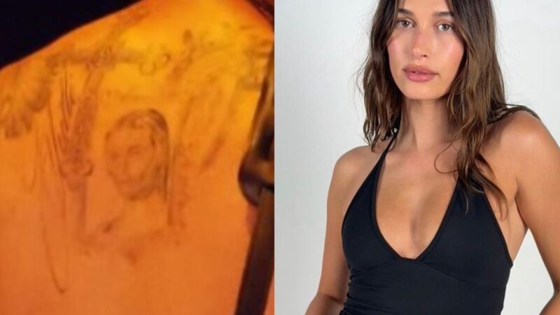 Justin Bieber exibe tatuagem do rosto de Hailey Bieber nas costas durante Grammy 2026