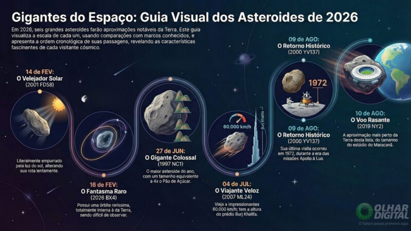 NASA prevê passagem de seis asteroides “potencialmente perigosos” em 2026