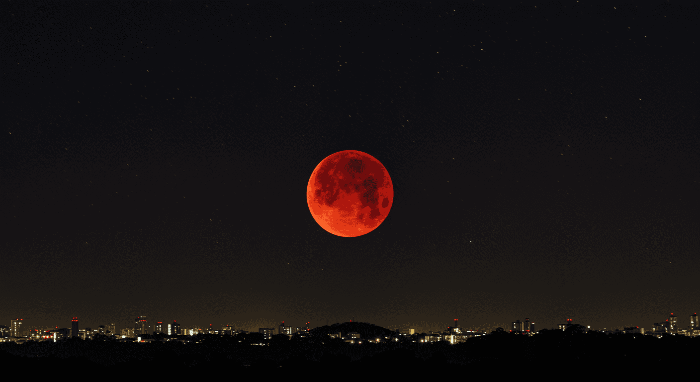 Eclipse lunar total deixará Lua avermelhada por 58 minutos na madrugada de 3 de março de 2026