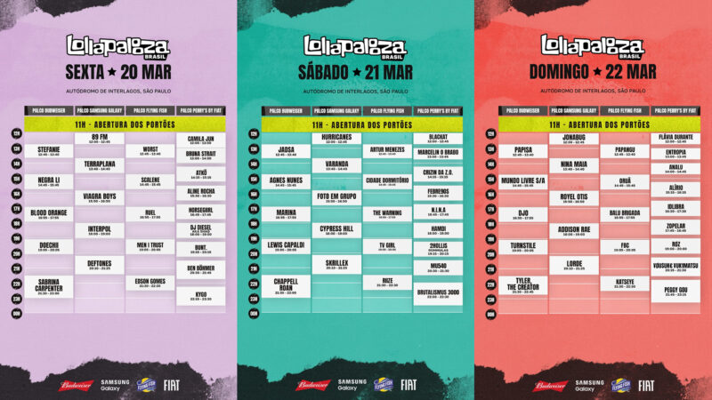 Lollapalooza Brasil 2026 divulga horários e divisão de palcos; shows começam ao meio-dia