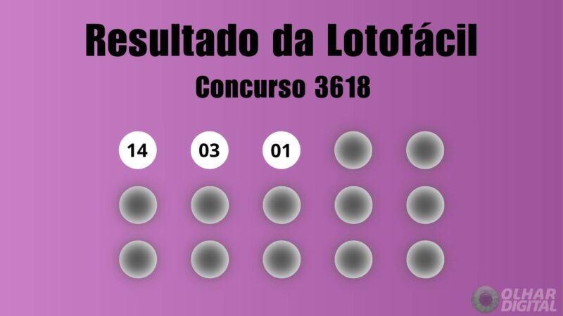 Resultado da Lotofácil 3618: números sorteados e distribuição de prêmios