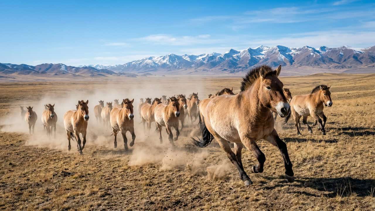 Cavalo de Przewalski é reintroduzido nas estepes da Ásia e volta a viver em liberdade