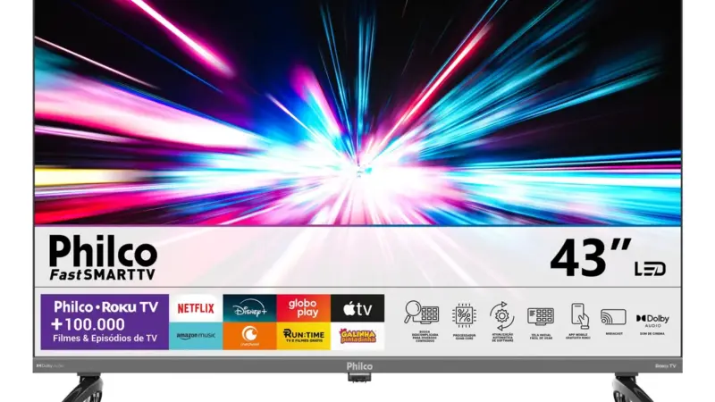 Três opções de Smart TV de 43 polegadas em oferta, com recursos como HDR e Dolby Audio