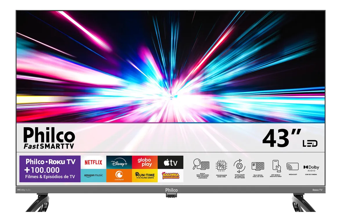 Três opções de Smart TV de 43 polegadas em oferta, com recursos como HDR e Dolby Audio