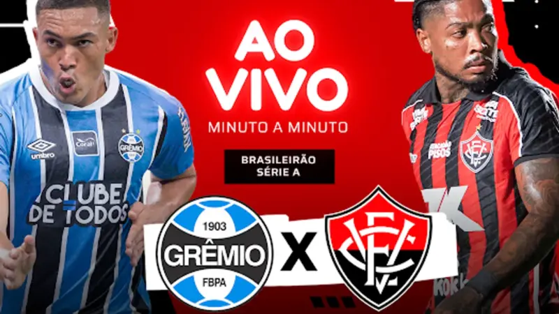 Grêmio e Vitória se enfrentam na Arena do Grêmio pelo Brasileirão; primeiro tempo em andamento