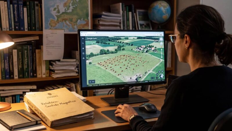 Vacas se alinham com o campo magnético da Terra, diz estudo com imagens de satélite