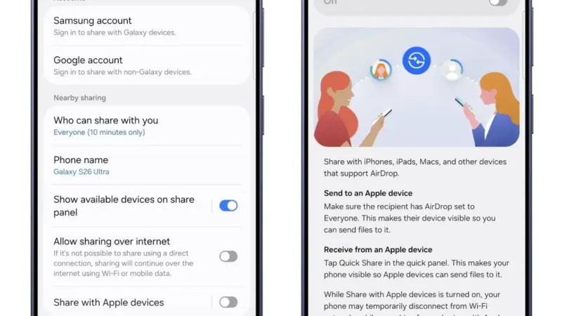 Samsung anuncia compatibilidade do Quick Share com AirDrop e amplia troca de arquivos entre Android e iPhone