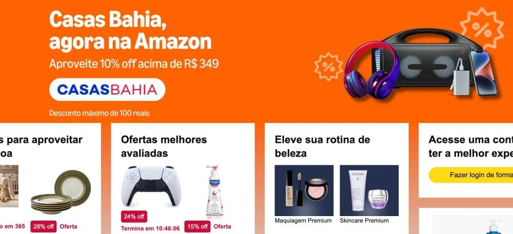 Casas Bahia inicia vendas pelo marketplace da Amazon Brasil