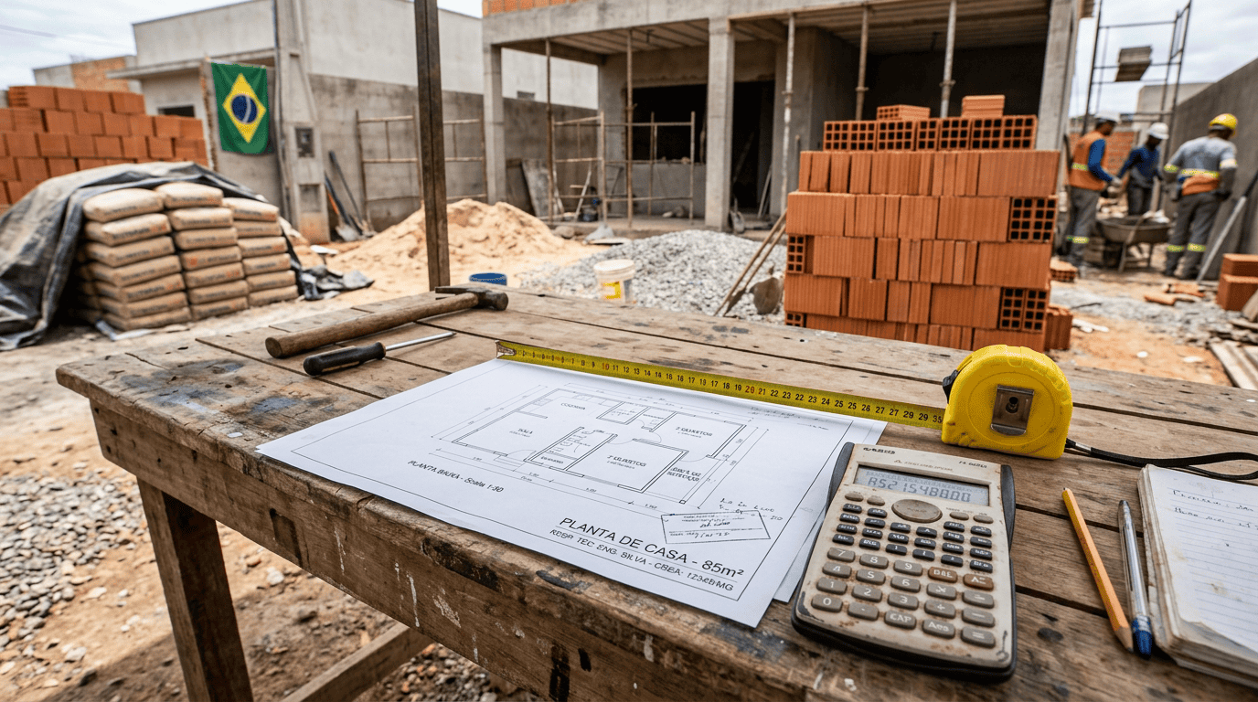 Quanto custa levantar uma casa de 85 m² no Brasil em 2026