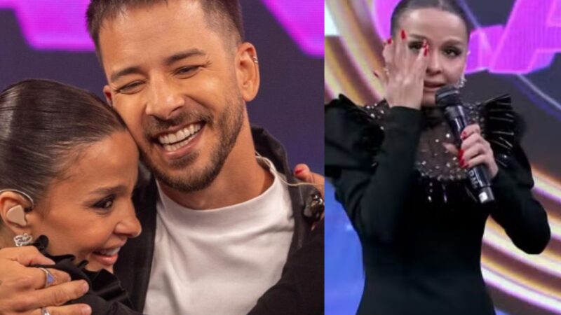 Maiara chora ao cantar com Junior Lima no Domingão com Huck