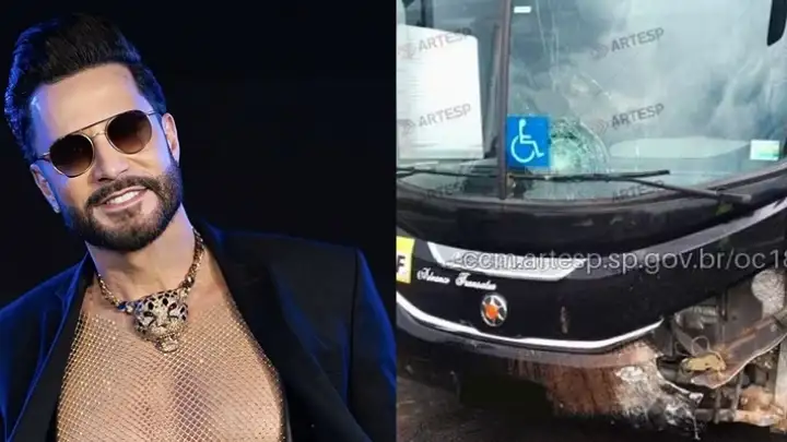 Latino e equipe se envolvem em acidente de ônibus na Rodovia Washington Luís, em Matão (SP)