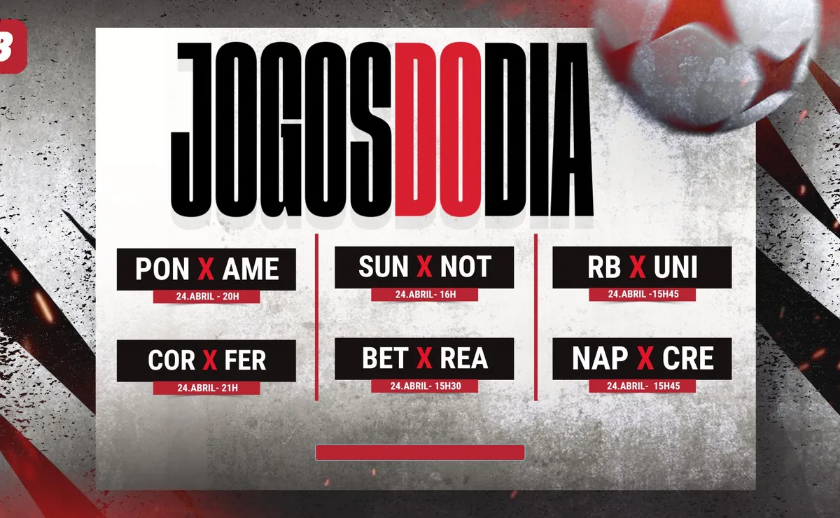 Agenda de jogos — 24/04/2026: horários e transmissões do dia