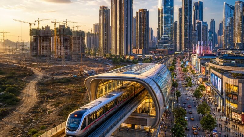 China construiu estações de metrô décadas antes do desenvolvimento e agora vê áreas como Caojiawan se tornarem polos urbanos