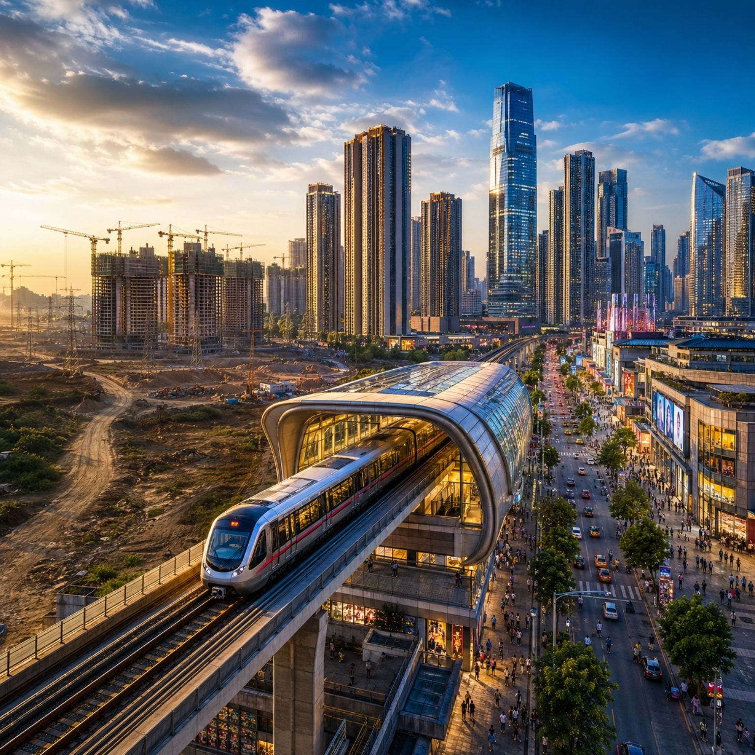 China construiu estações de metrô décadas antes do desenvolvimento e agora vê áreas como Caojiawan se tornarem polos urbanos