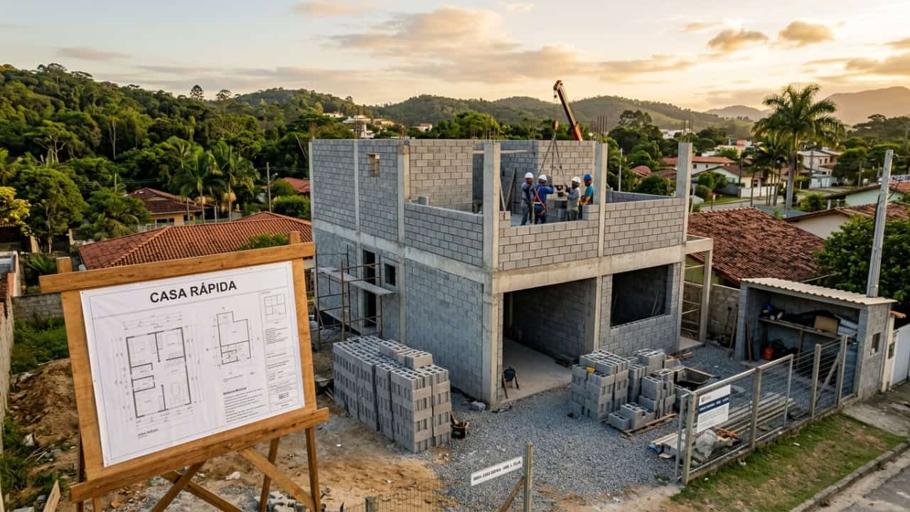 Blocos de concreto que se encaixam como LEGO permitem erguer casas inteiras em dias
