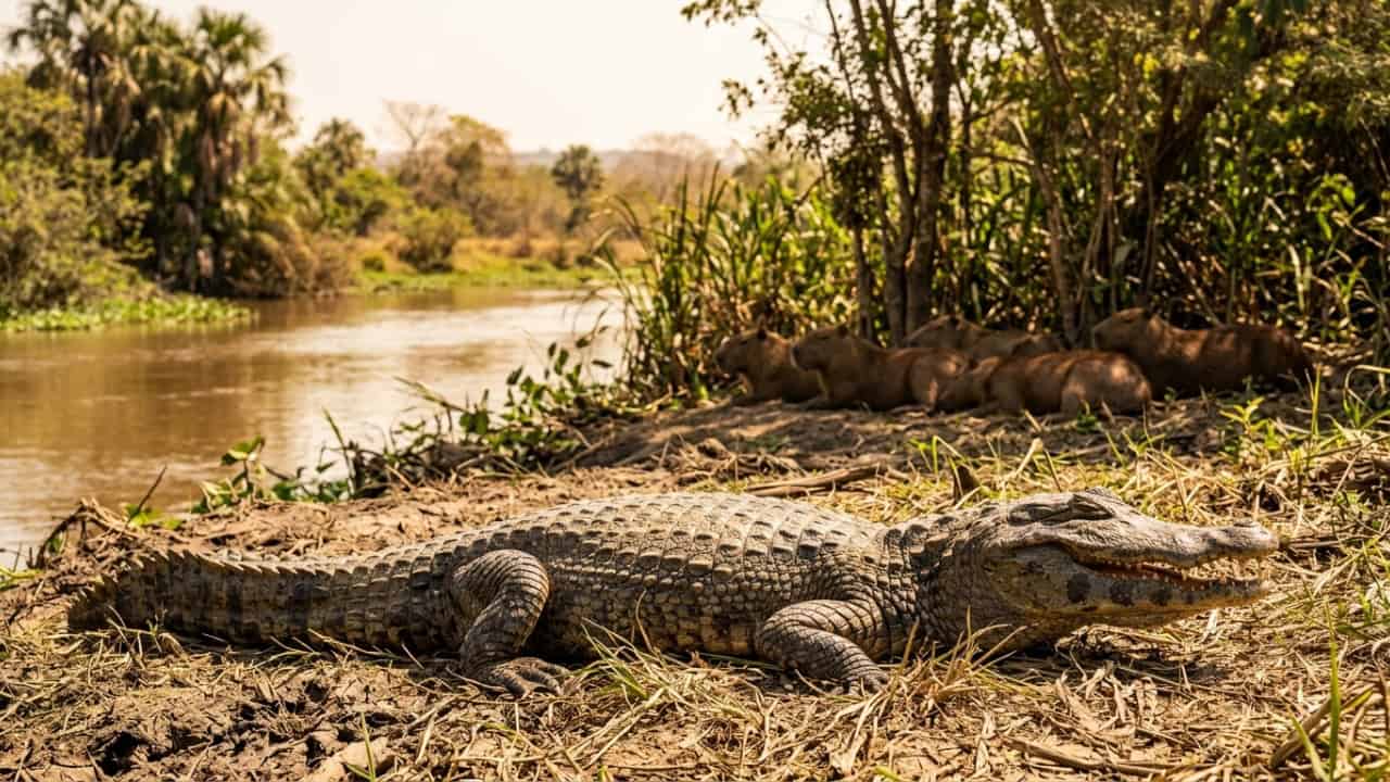 Por que capivaras e jacarés convivem pacificamente no Pantanal, dizem pesquisadores