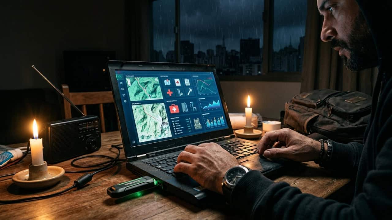 Pen drive com kit de sobrevivência digital permite acesso offline a mapas, IA e manuais em caso de apagão
