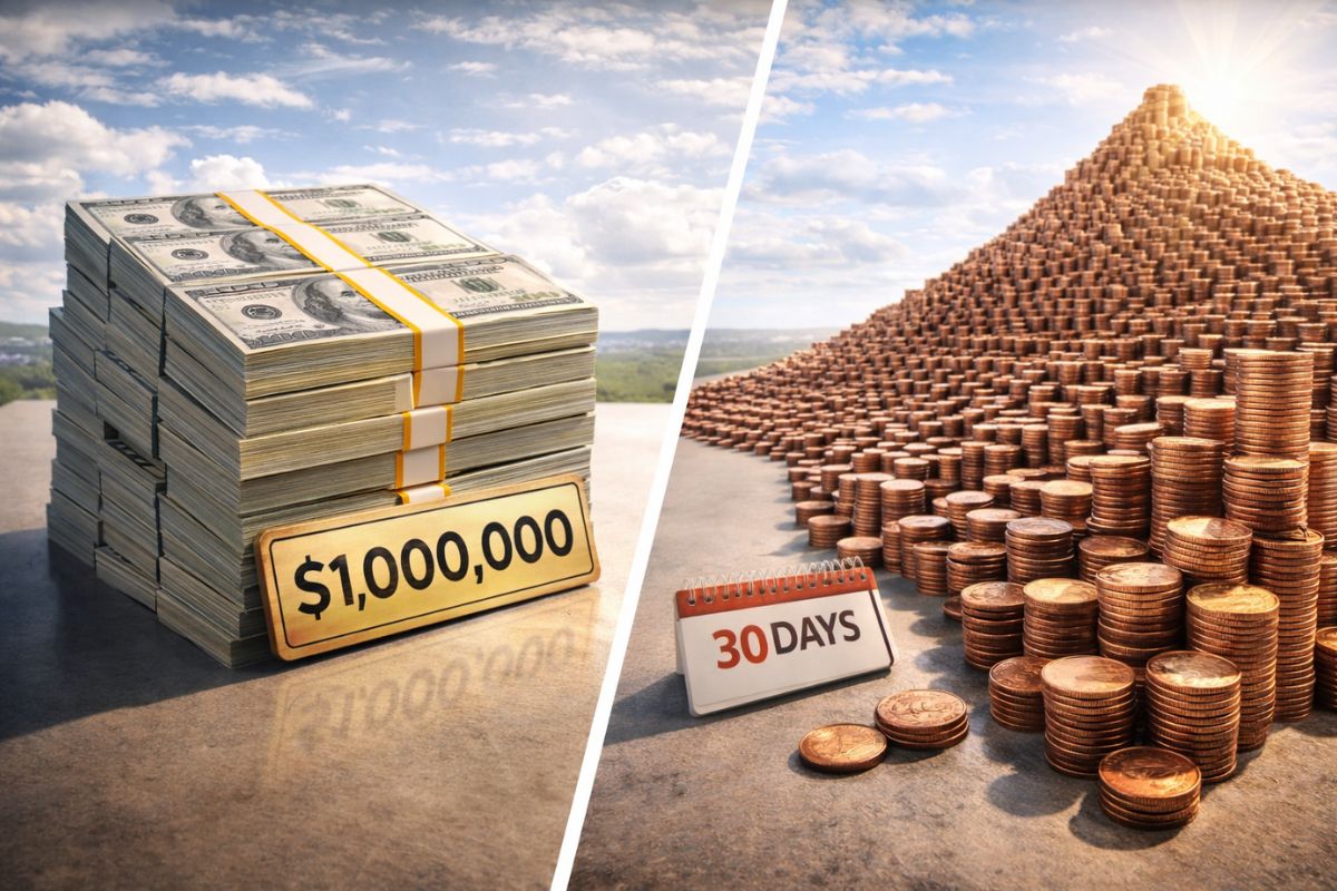 Um centavo que vira milhões: como dobrar por 30 dias supera R$ 1 milhão