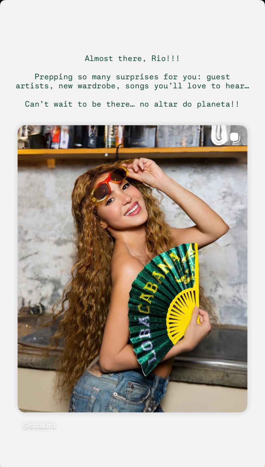 Shakira abre votação no Instagram para escolher setlist e convidado brasileiro para show em Copacabana