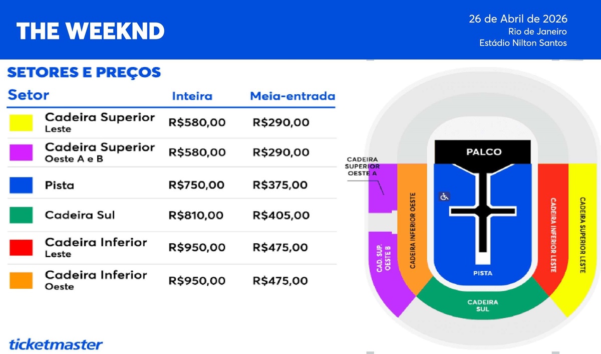 The Weeknd no Rio: ingressos ainda à venda e valores por setor