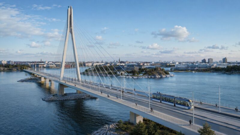 Helsinque inaugura ponte Kruunuvuorensilta, maior e mais alta da Finlândia, apenas para pedestres, ciclistas e bondes