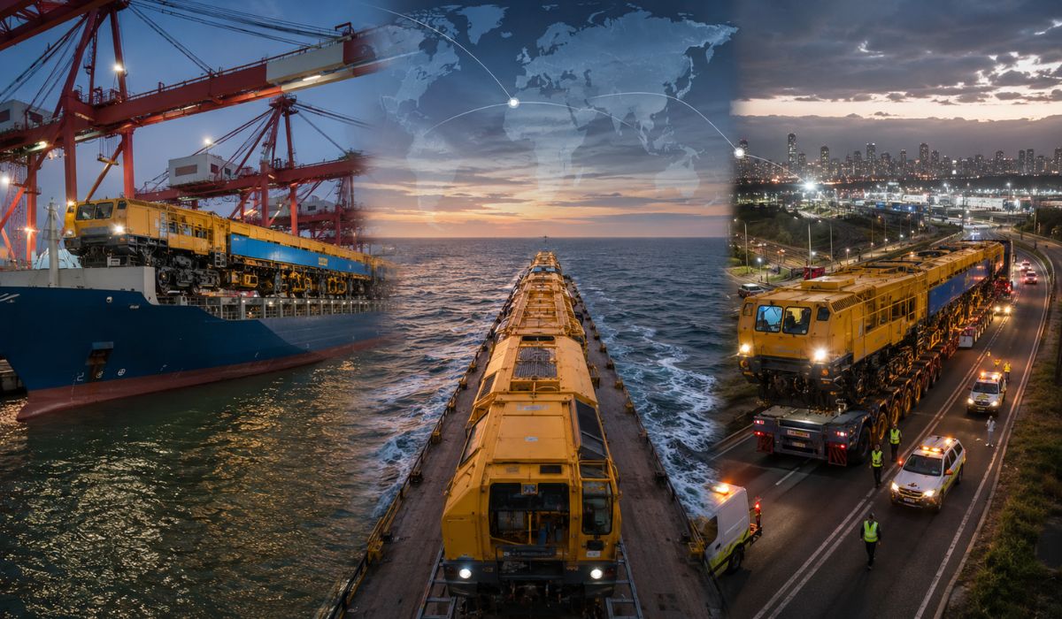 Entenda como trem de até 111 toneladas sai da china rumo ao brasil, cruza quase 20 mil km em até 70 dias de navio e chega a são paulo em operação tão apertada que caminhão precisou até murc…