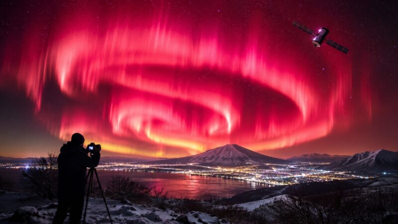 Veja como auroras vermelhas brilhantes são avistadas nos céus do japão, revelam tempestades solares ocultas muito mais agressivas do que os cientistas acreditavam e disparam alerta internacional…