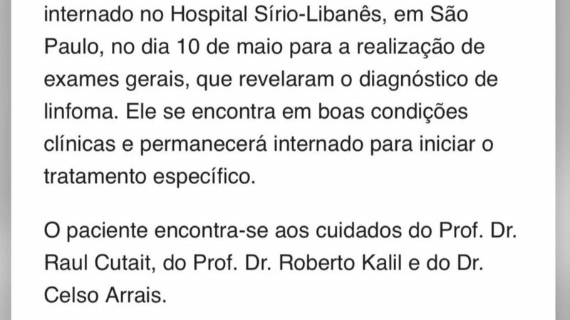 José Dirceu, 80, é diagnosticado com linfoma e inicia tratamento em hospital de São Paulo