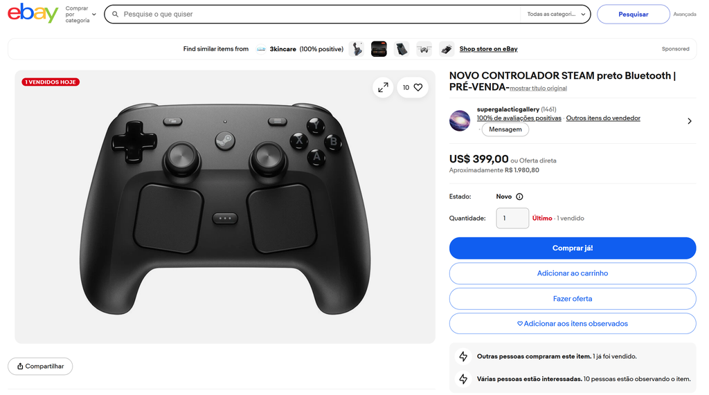 Steam Controller esgota em meia hora e já aparece em revenda por até três vezes o preço