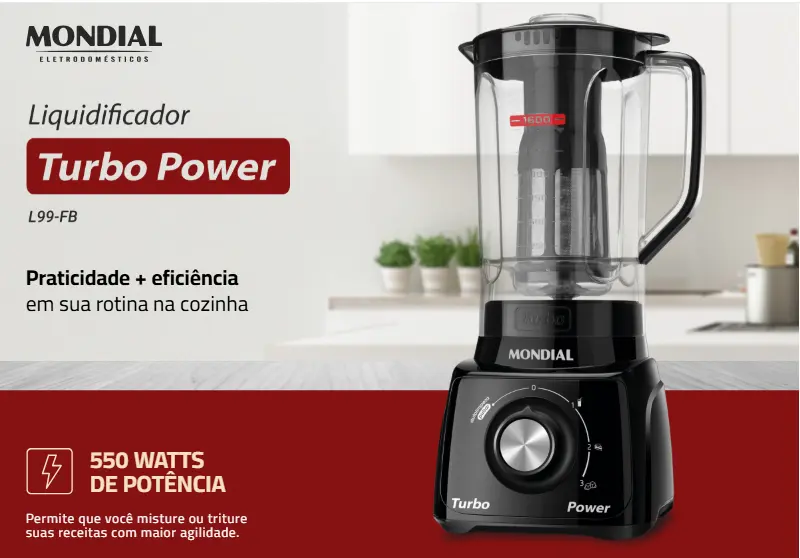 Liquidificador Mondial Turbo Power 550W L-99-FB é Bom? Review Completo + Onde Comprar Mais Barato 2 Liquidificador Mondial Turbo Power 550W L-99-FB é Bom? Review Completo + Onde Comprar Mais Barato
