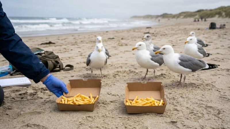 Por que gaivotas focam em alimentos manipulados por humanos nas praias, diz estudo