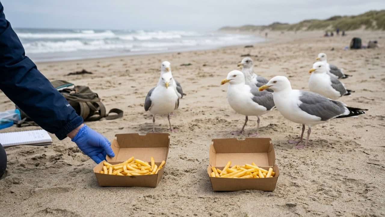 Por que gaivotas focam em alimentos manipulados por humanos nas praias, diz estudo
