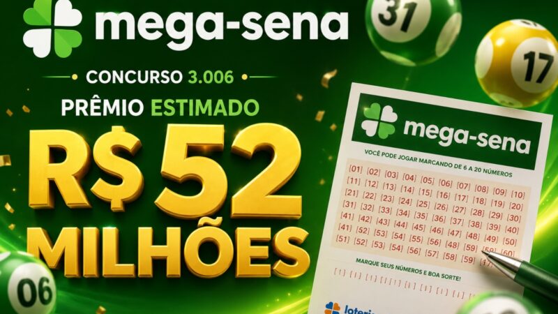 Mega-Sena acumulada sorteia R$ 52 milhões nesta terça-feira (12/05)