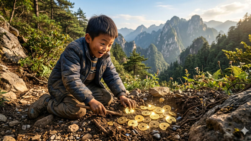 Menino de 8 anos encontra mina de ouro escondida na China e põe à luz moedas e artefatos milenares