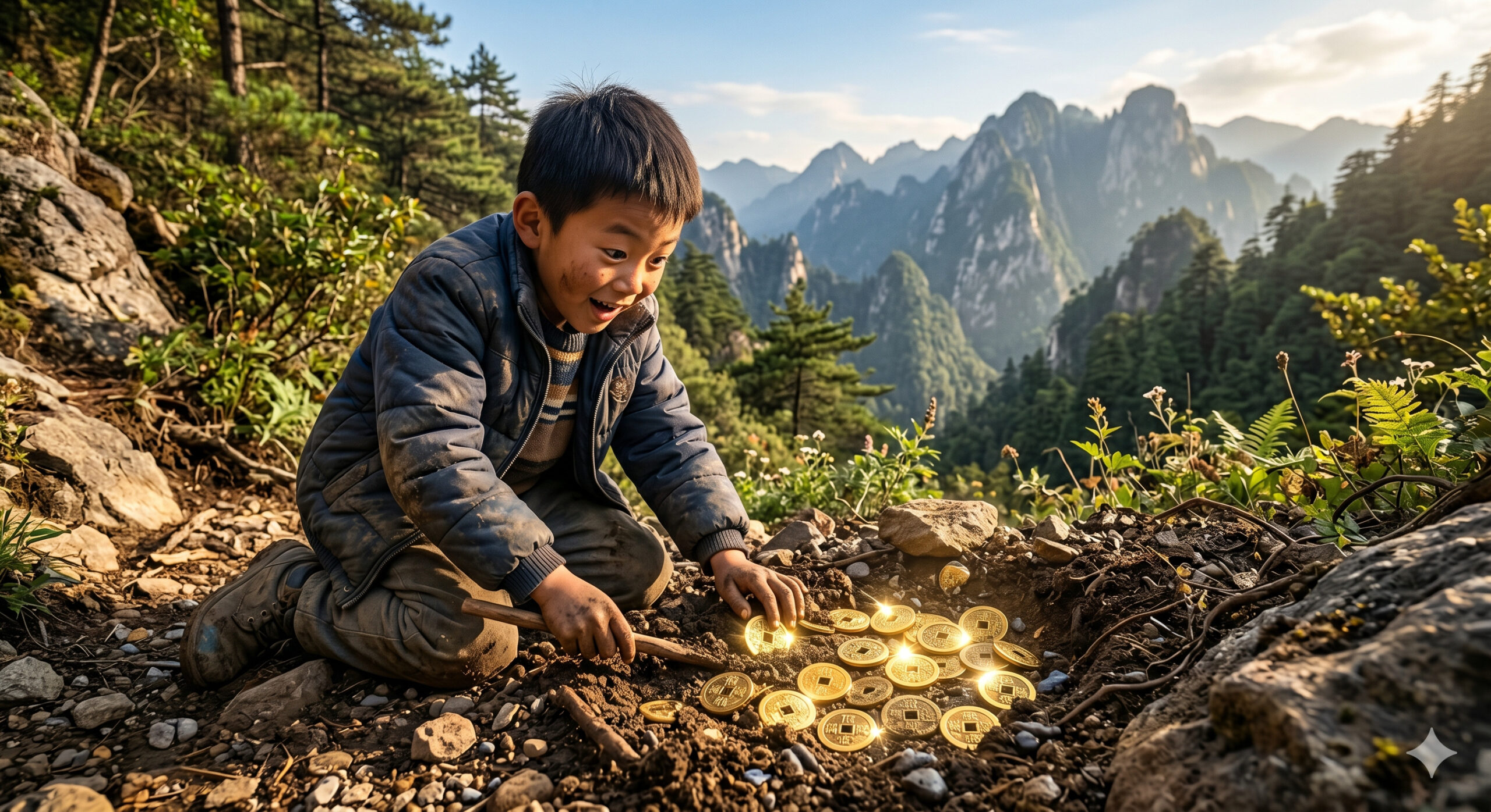 Menino de 8 anos encontra mina de ouro escondida na China e põe à luz moedas e artefatos milenares
