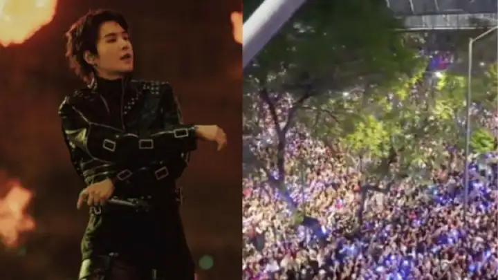 10/05/2026 — Milhares lotam arredores do Estádio GNP Seguros durante show do BTS na Cidade do México