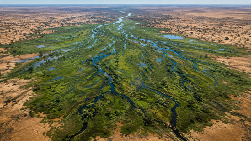 Rio Okavango nasce em Angola, some no deserto de Botsuana e forma delta interior que sustenta grande vida selvagem