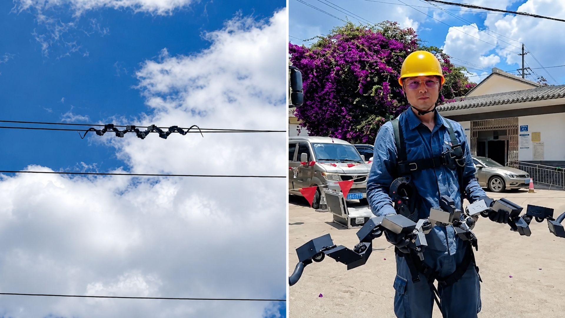 China usa robôs serpentiformes para inspecionar linhas de energia em Kunming
