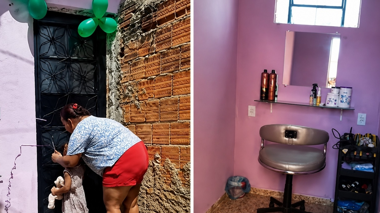 Cabeleireira inaugura salão simples na porta de casa em Sete Lagoas e vídeo com a filha viraliza