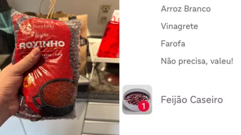 Cliente que pediu porção de feijão caseiro no delivery recebeu pacote cru e não foi reembolsado; caso viralizou