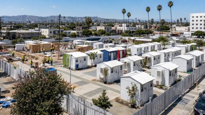 Los Angeles inicia construção de 51 microcasas em East Hollywood para abrigar pessoas em situação de rua