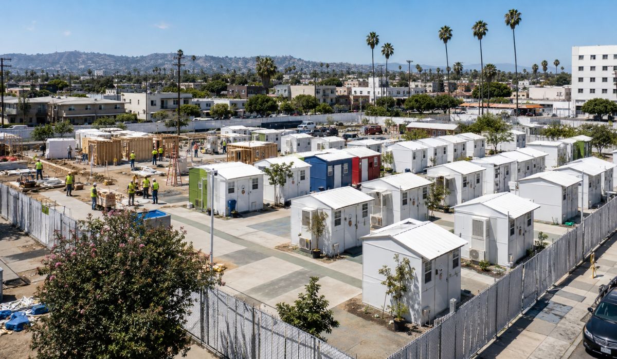 Los Angeles inicia construção de 51 microcasas em East Hollywood para abrigar pessoas em situação de rua