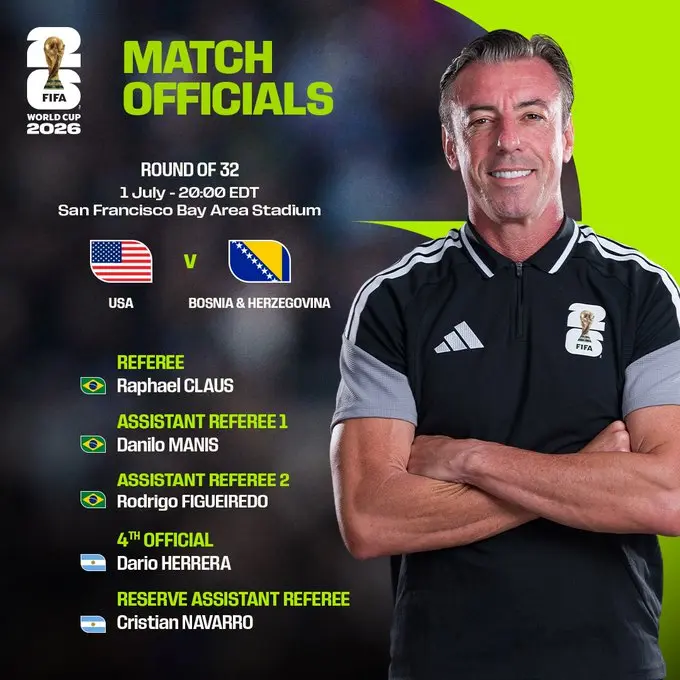 Árbitro brasileiro Raphael Claus comandará Estados Unidos x Bósnia pela Copa do Mundo