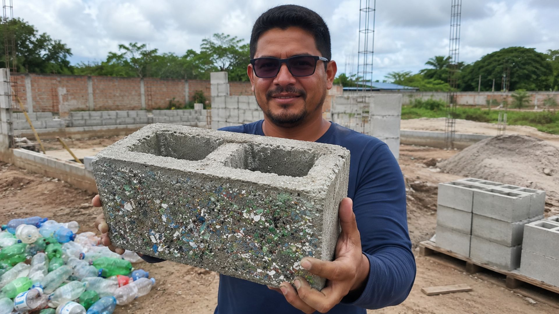 Blocos de concreto com plástico reciclado desenvolvidos em Boa Vista dispensam argamassa e reutilizam PET e sucatas