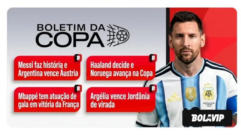 Messi, Mbappé e Haaland se destacam e comandam vitórias de suas seleções na Copa